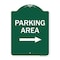Signmission Parking Area with Right Arrow, Green & White Aluminum Architectural Sign, 18" x 24", GW-1824-23465 A-DES-GW-1824-23465 - alternate 1